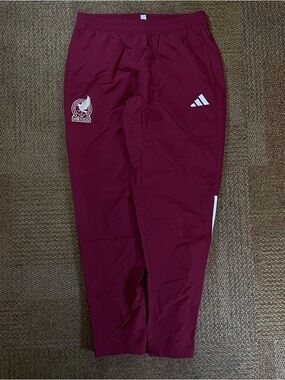 Adidas Mexico burgundy track pants men’s size medium drawstring/zipper bottoms